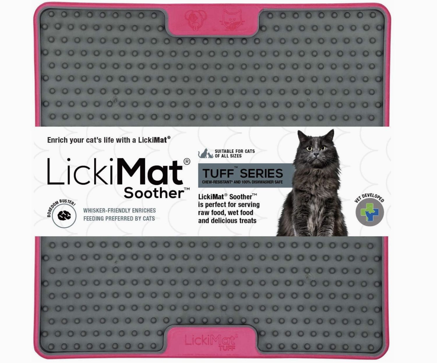LickiMat Soother Tuff Cat - Pink