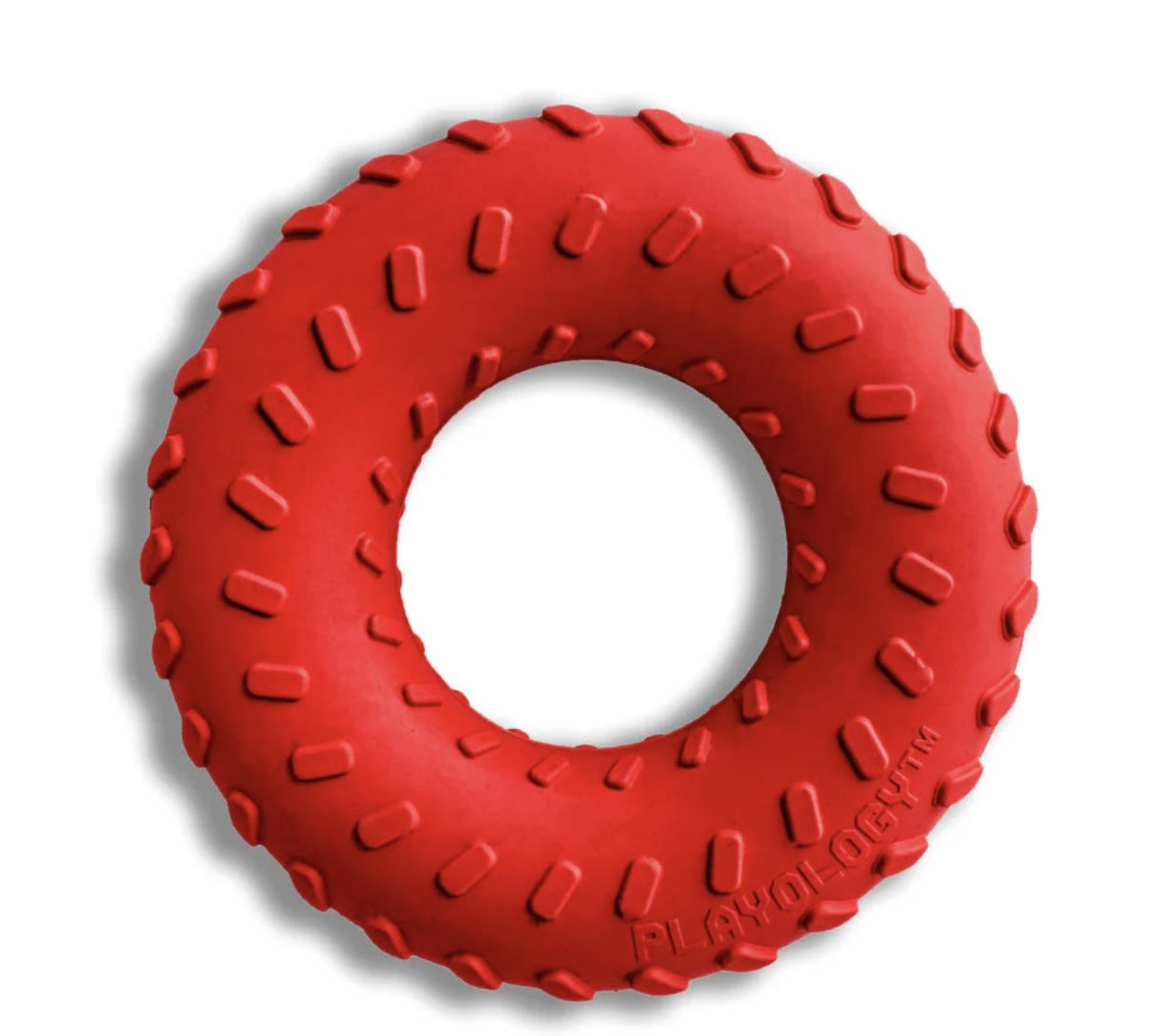Playology Dual Layer Beef Flavored Ring Dog Toy - Red Medium
