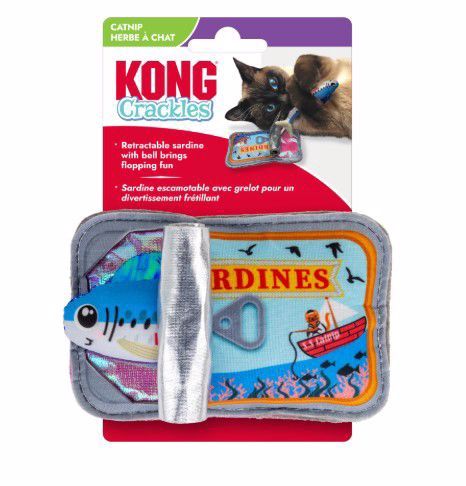 Kong Crackles Retractable Sardine Toy for Cats w Catnip