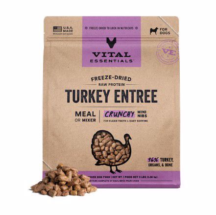 Vital Essentials Freeze-Dried Turkey Entree Mini Nibs Dog Food 3lbs
