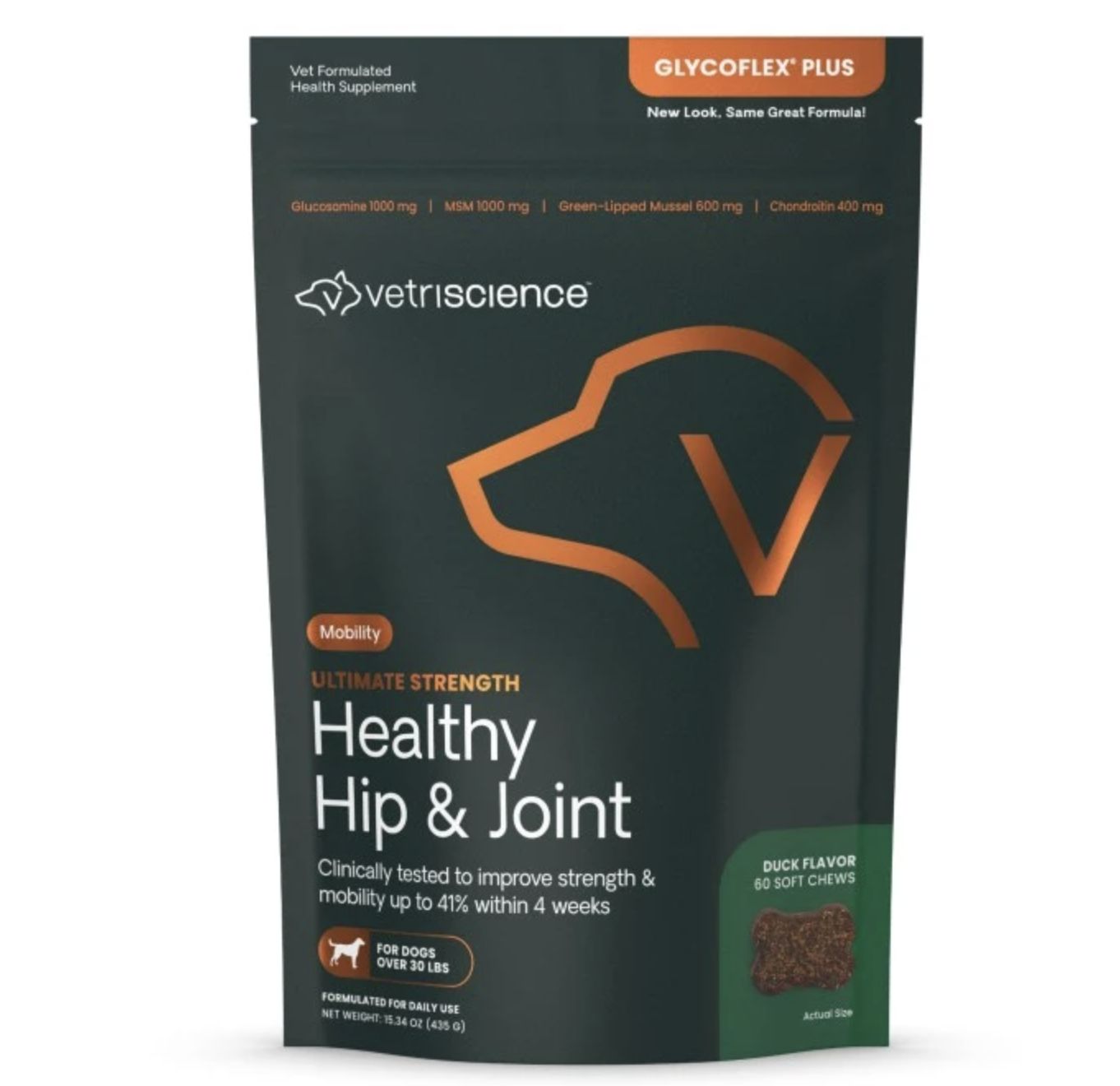 Vetriscience Ultimate Strength Healthy Hip and Joing Dog Chews - Bacon 45ct