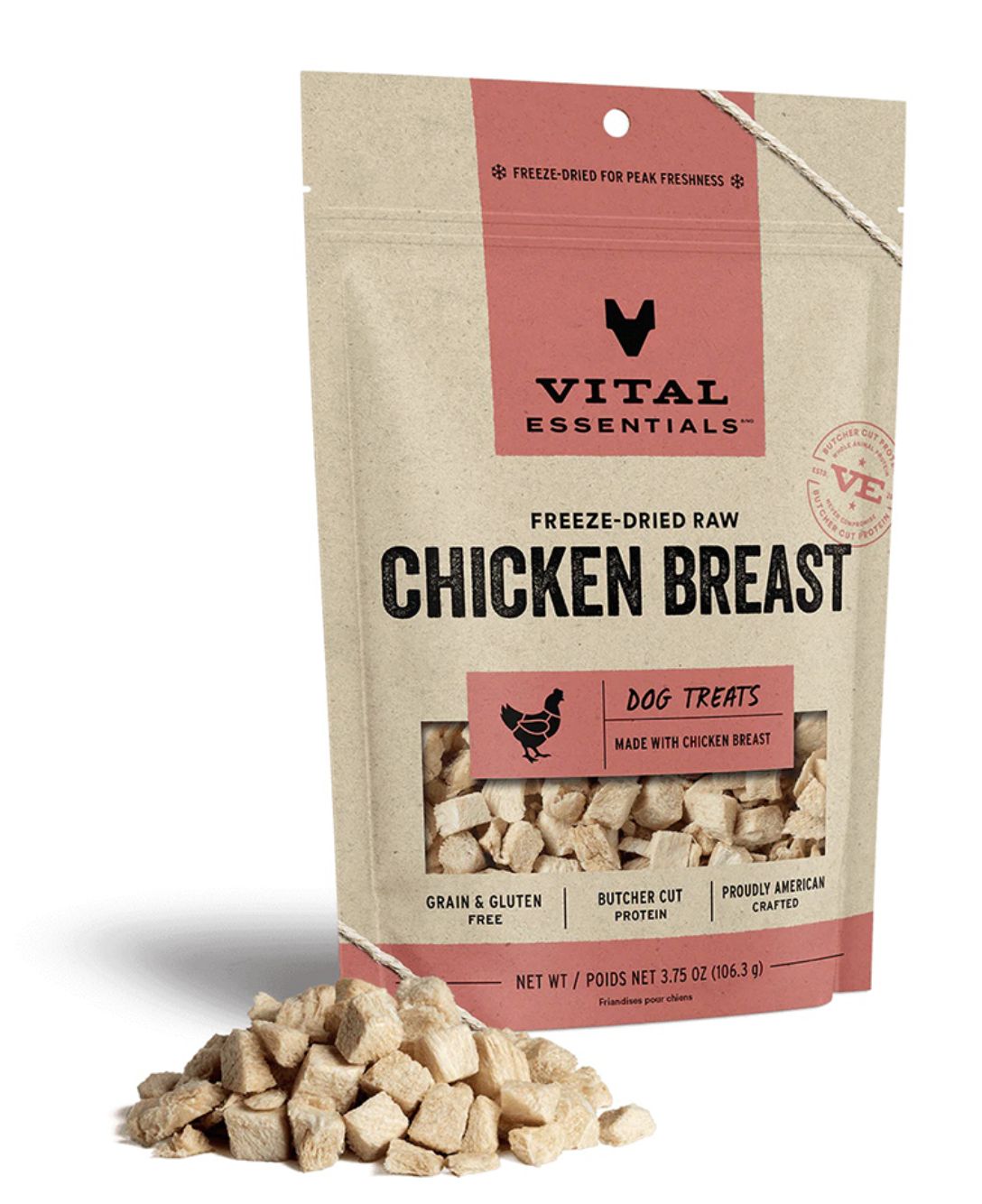 Vital Essentials Freeze-Dried Chicken Breats Treats for Dogs 3.75pz