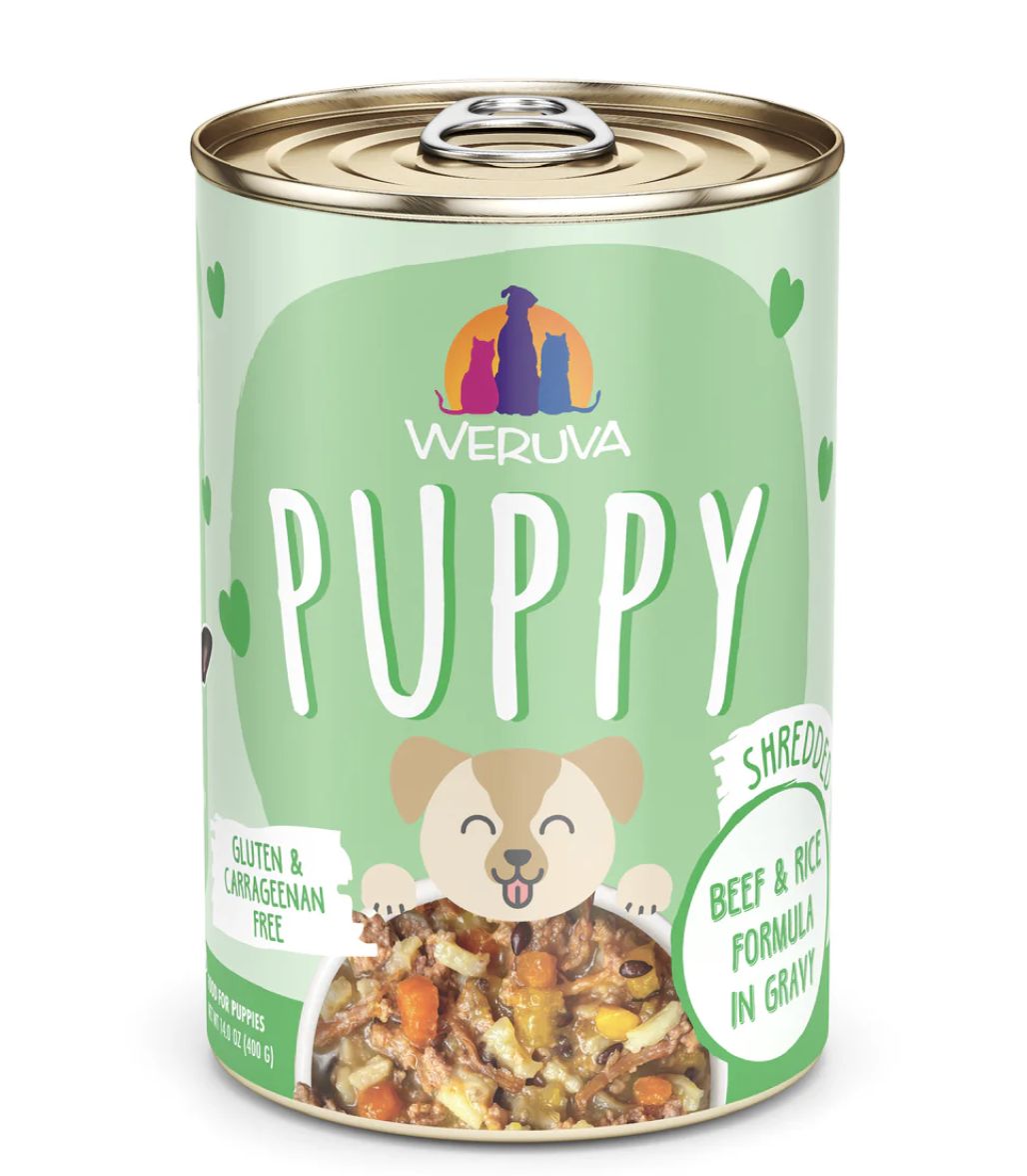 Weruva Puppy Beef and Rice Formula in Gravy 14 oz