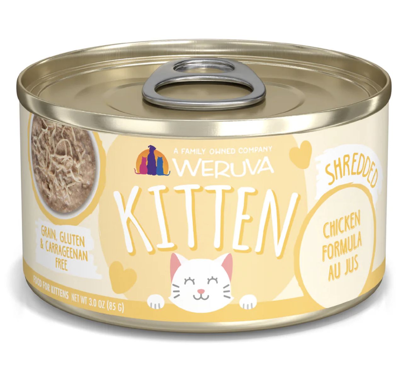 Weruva Kitten Shredded Chicken Formula Au Jus Canned Food  3oz