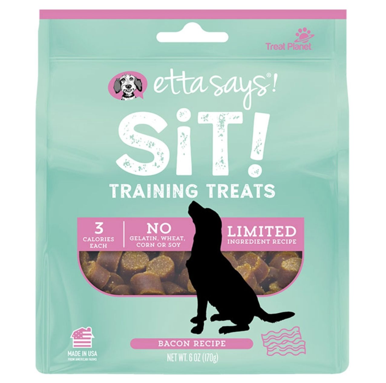 Etta Says! Sit Training Treats for Dogs - Bacon 6oz