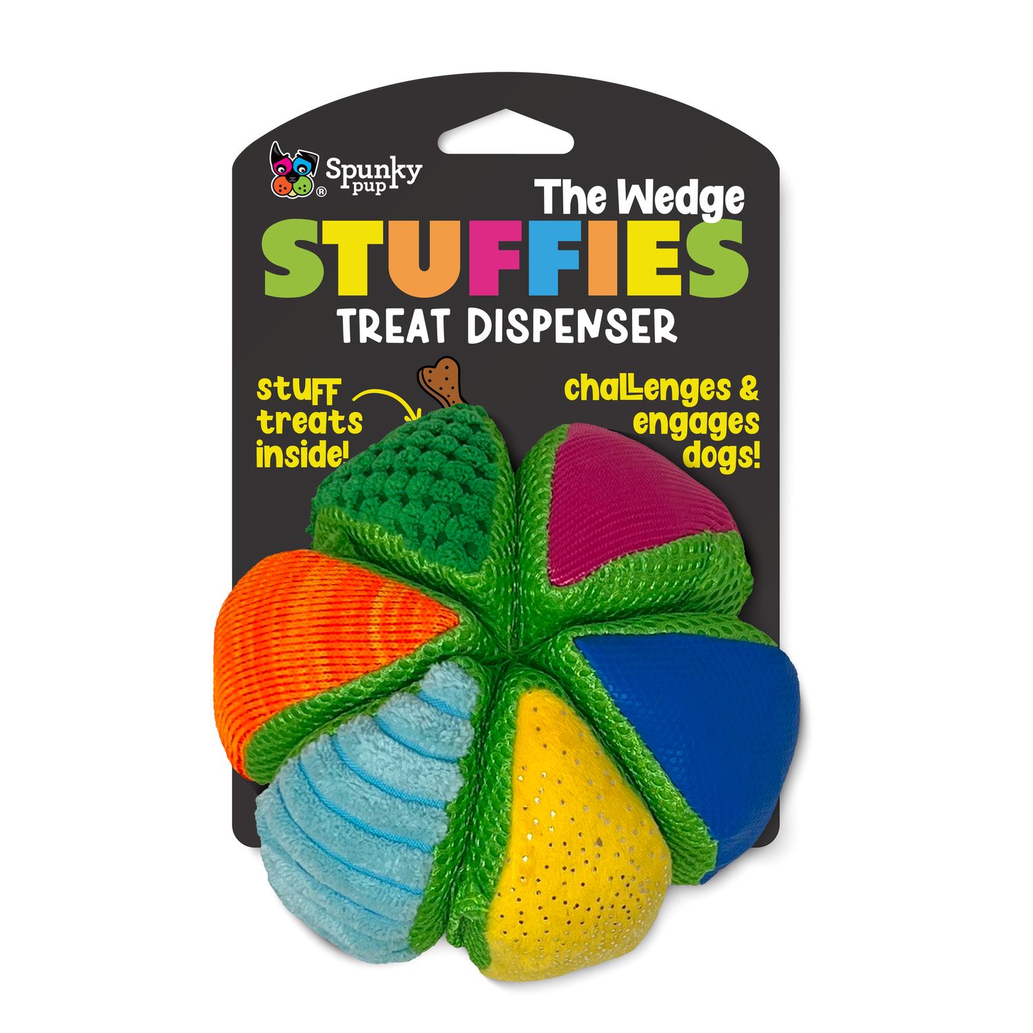 Spunky Pup Stuffies -Treat Dispensing Dog Plush Toy: The Wedge
