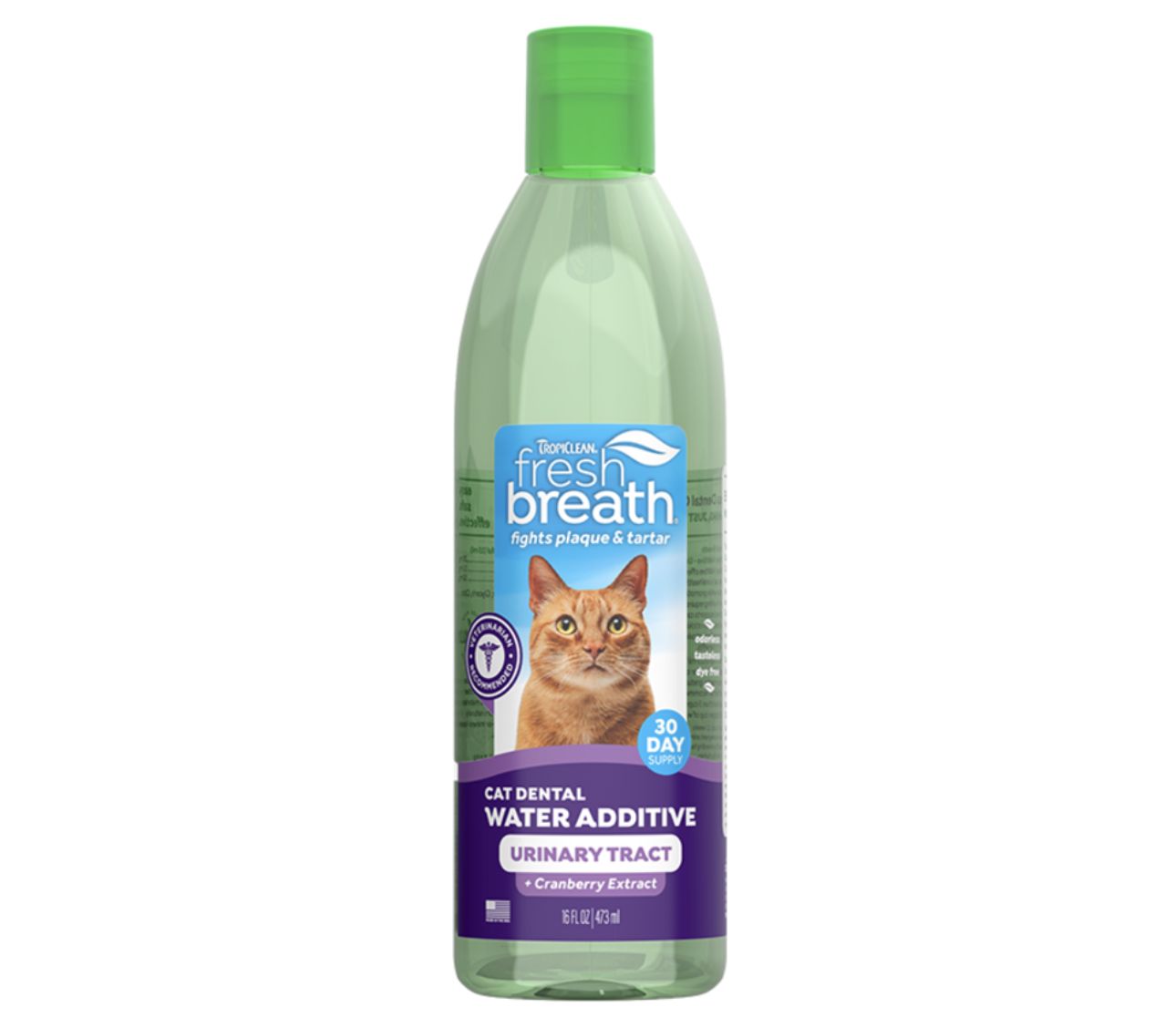 TropiClean Fresh Breath Dental Water Additive + UrinaryTract Support for Cats 16oz