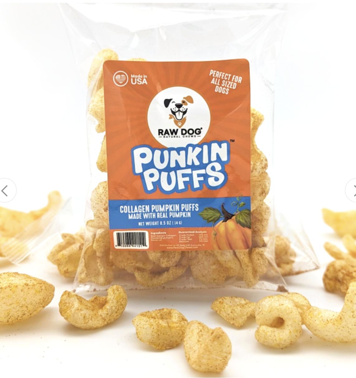 Raw Dog Beef Collagen Puffs Pumpkin Flavor .5oz