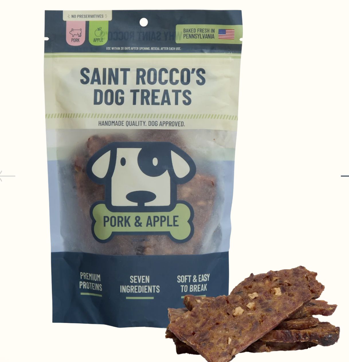 Saint Rocco's Pork &amp; Apple Dog Treat 8oz