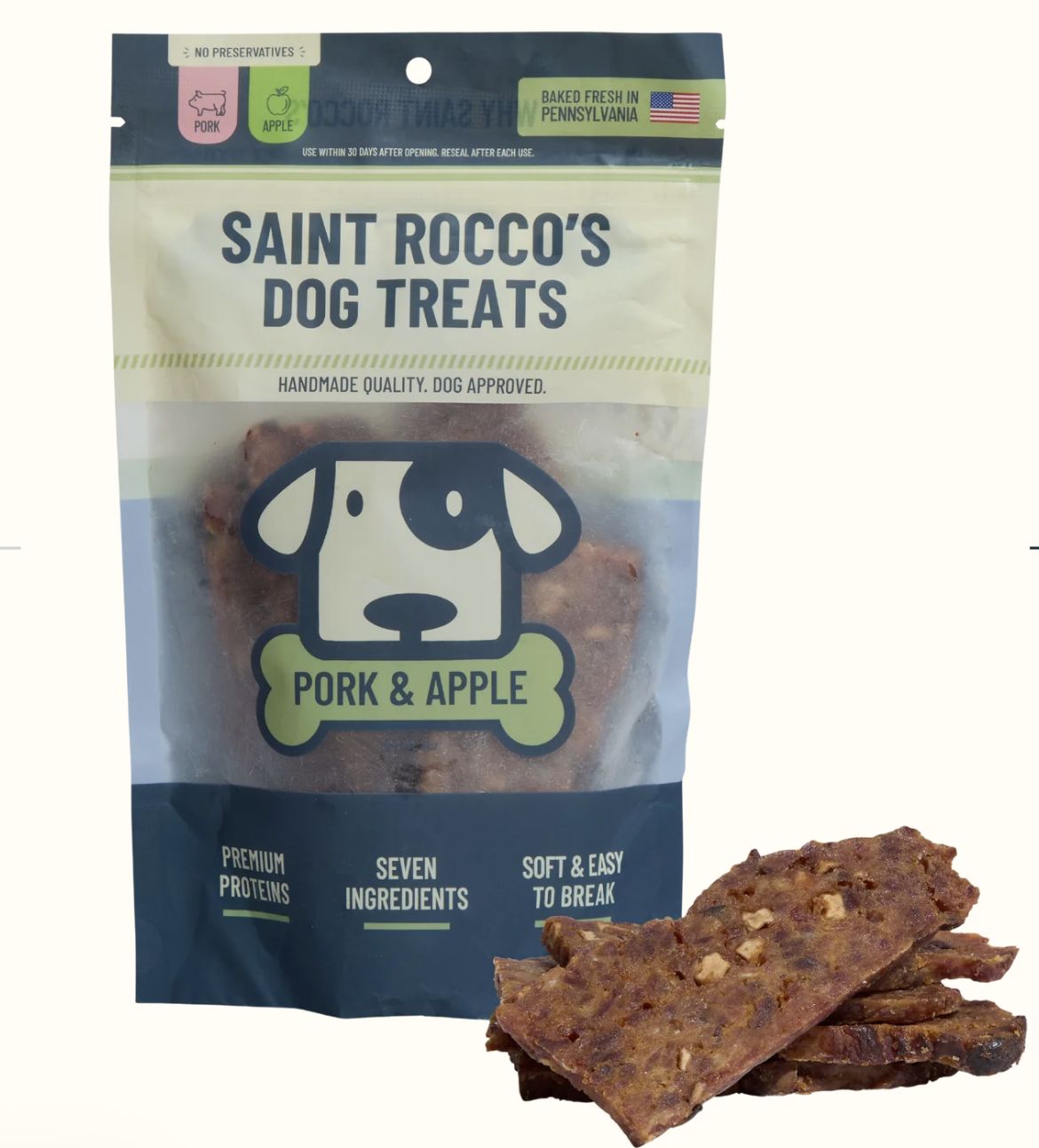 Saint Rocco's Pork &amp; Apple Dog Treat 3oz