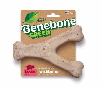 Benebone Bacon Flavored Wishbone Green Chew Toy Medium
