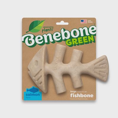Benebone Salmon Flavored Fishbone Green Chew Toy Large