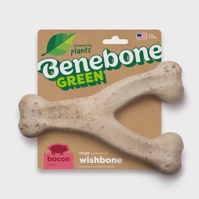 Benebone Bacon Flavored Wishbone Green Chew Toy Large