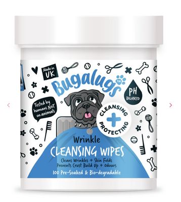 Bugalugs Wrinkle Cleansing Wipes For Dogs 100 Wipes