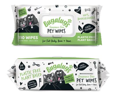 Bugalugs Fragrance Free Pet Wipes Dogs &amp; Cats 110count