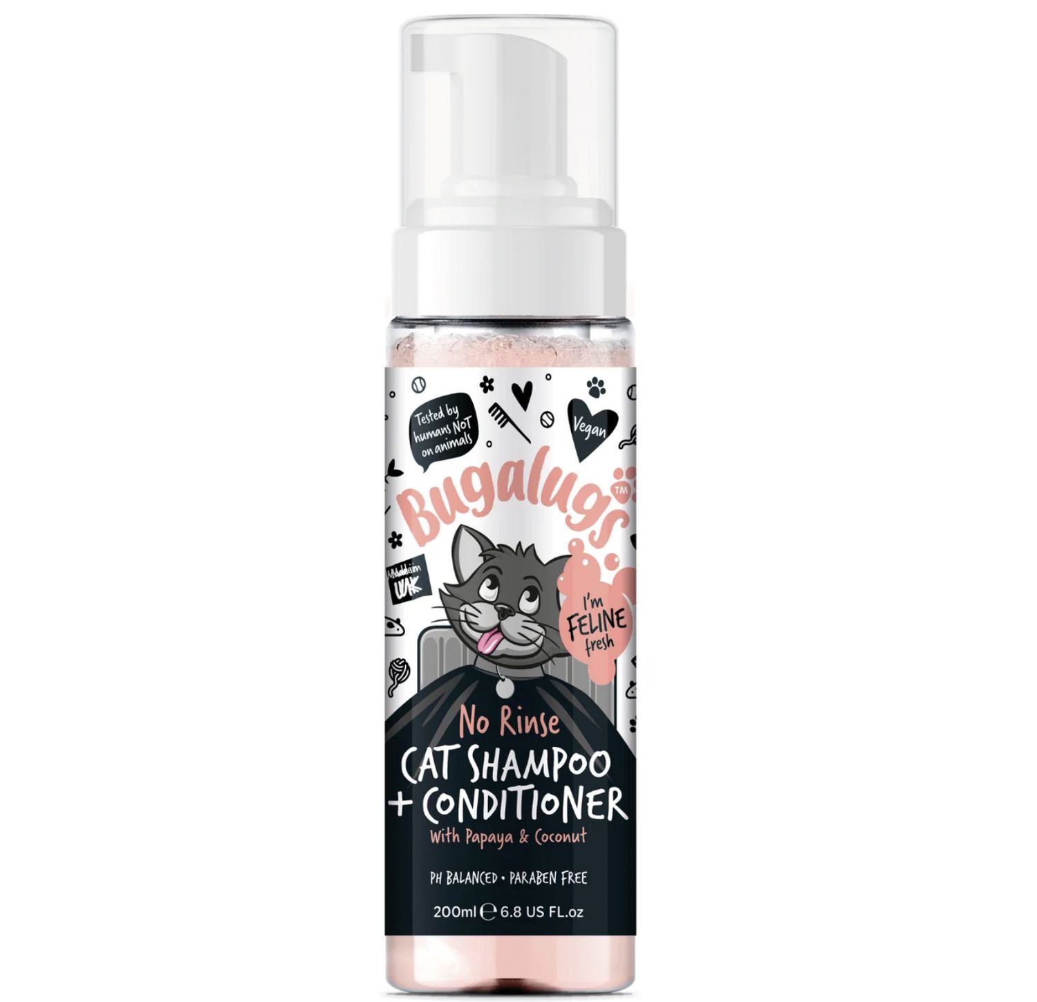 Bugalugs 2in1 Papaya Coconut No Rinse Cat Shampoo