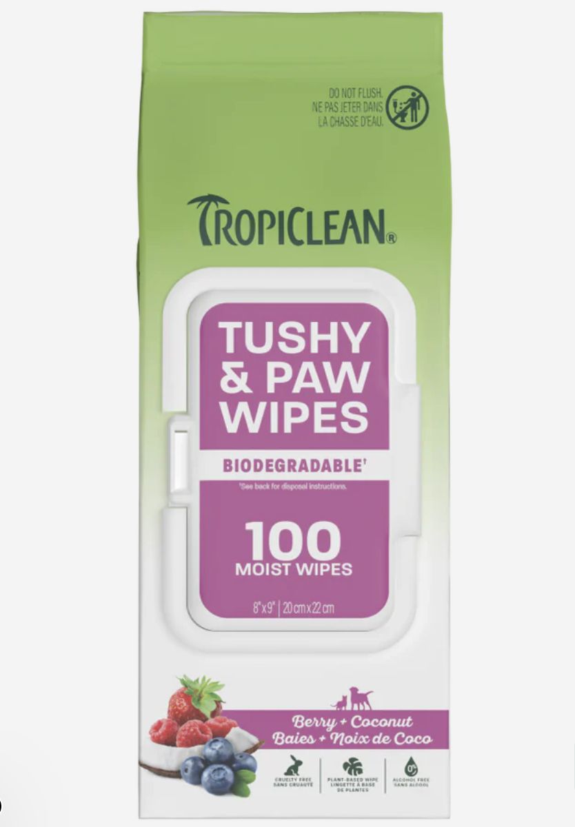 TropiClean Tushy &amp; Paw Pet Wipes