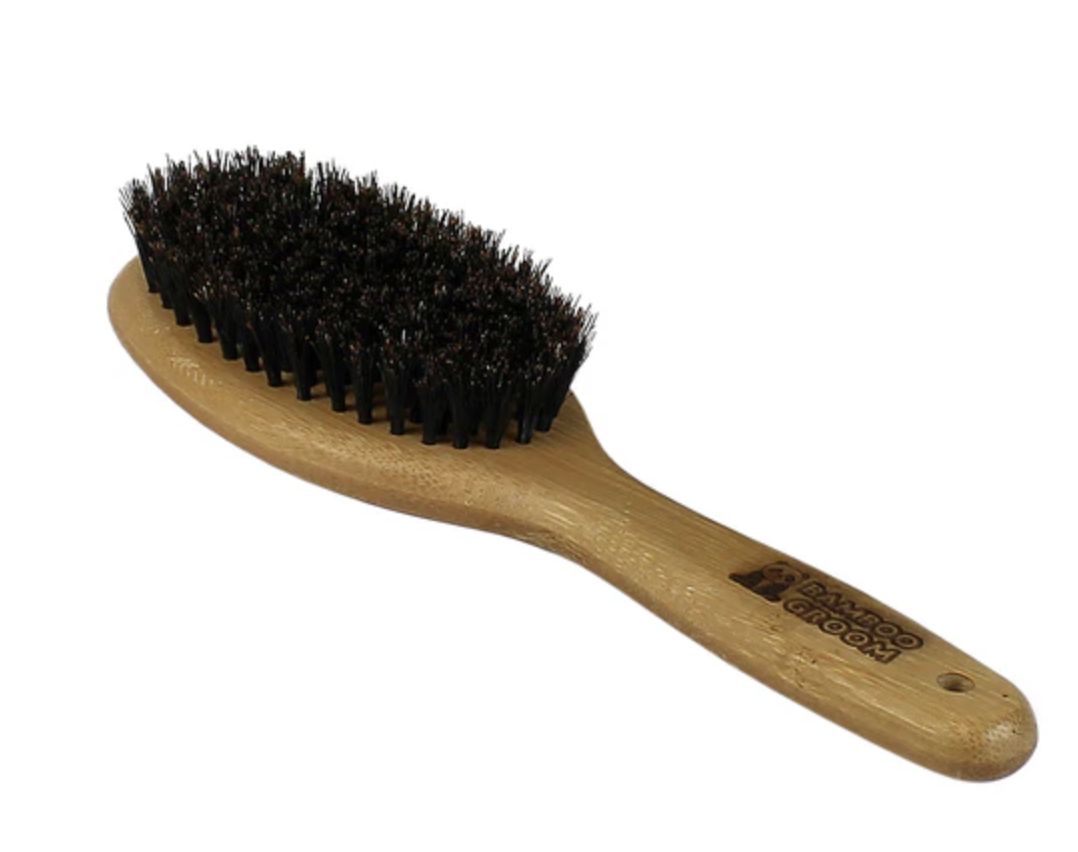 Bamboo Groom Large Oval Bristle Brush For Dogs