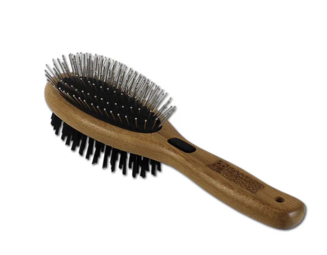 Bamboo Groom Large Combo Brush For Dogs