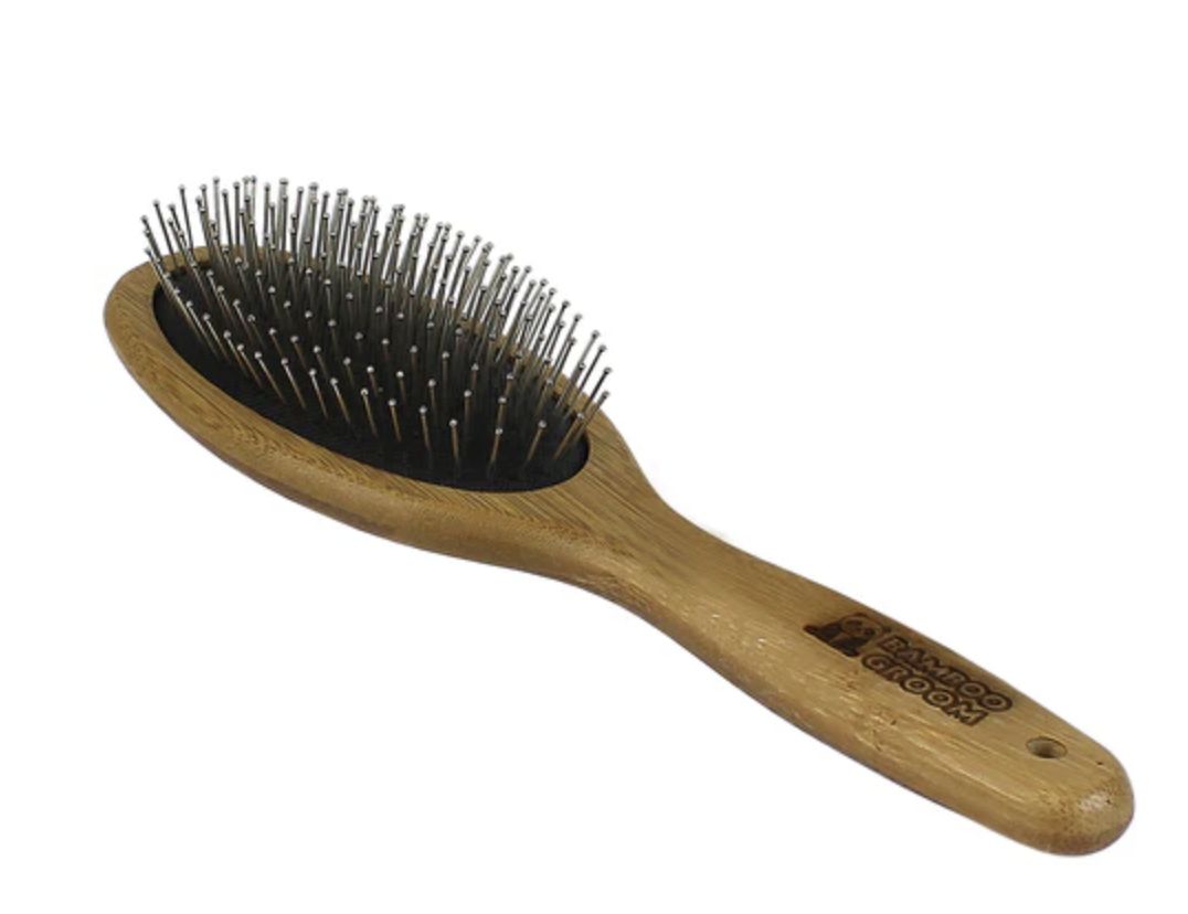 Bamboo Groom Large Oval Pin Brush For Dogs