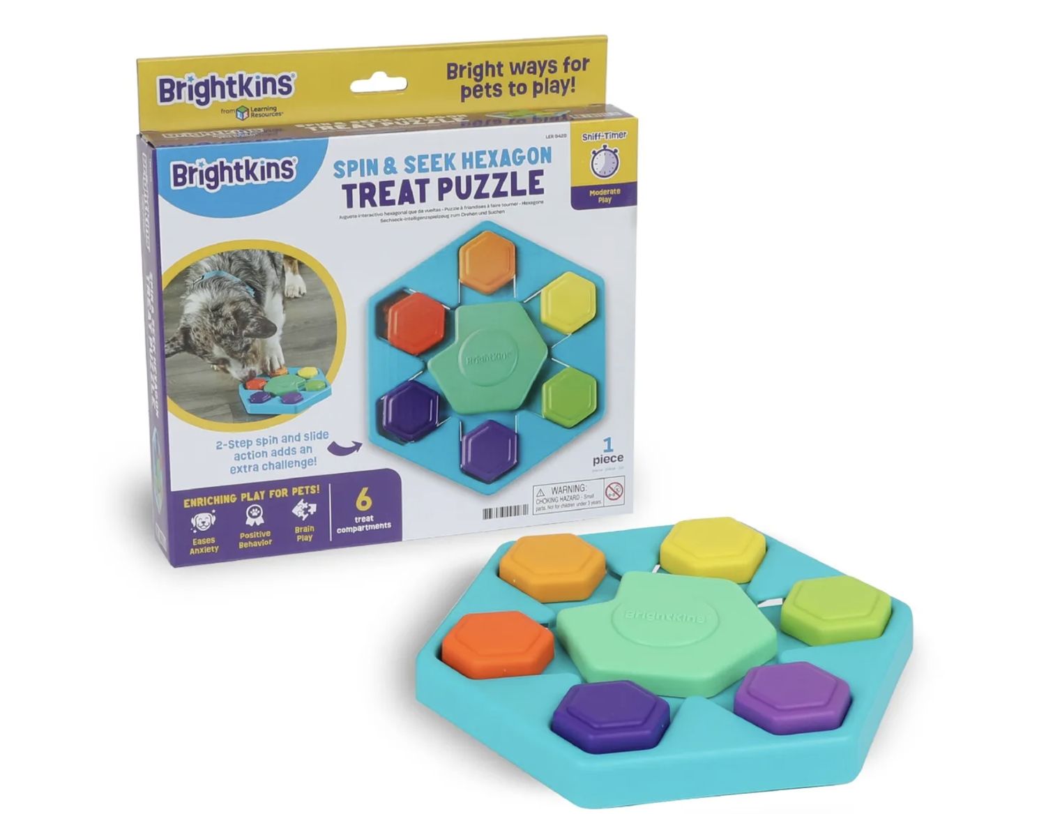 Brightkins Spin &amp; Seek Hexagon Treat Puzzle For Dogs