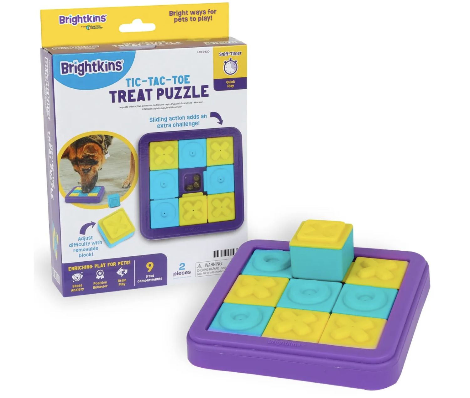 Brightkins Tic-Tac-Toe Treat Puzzle For Dogs