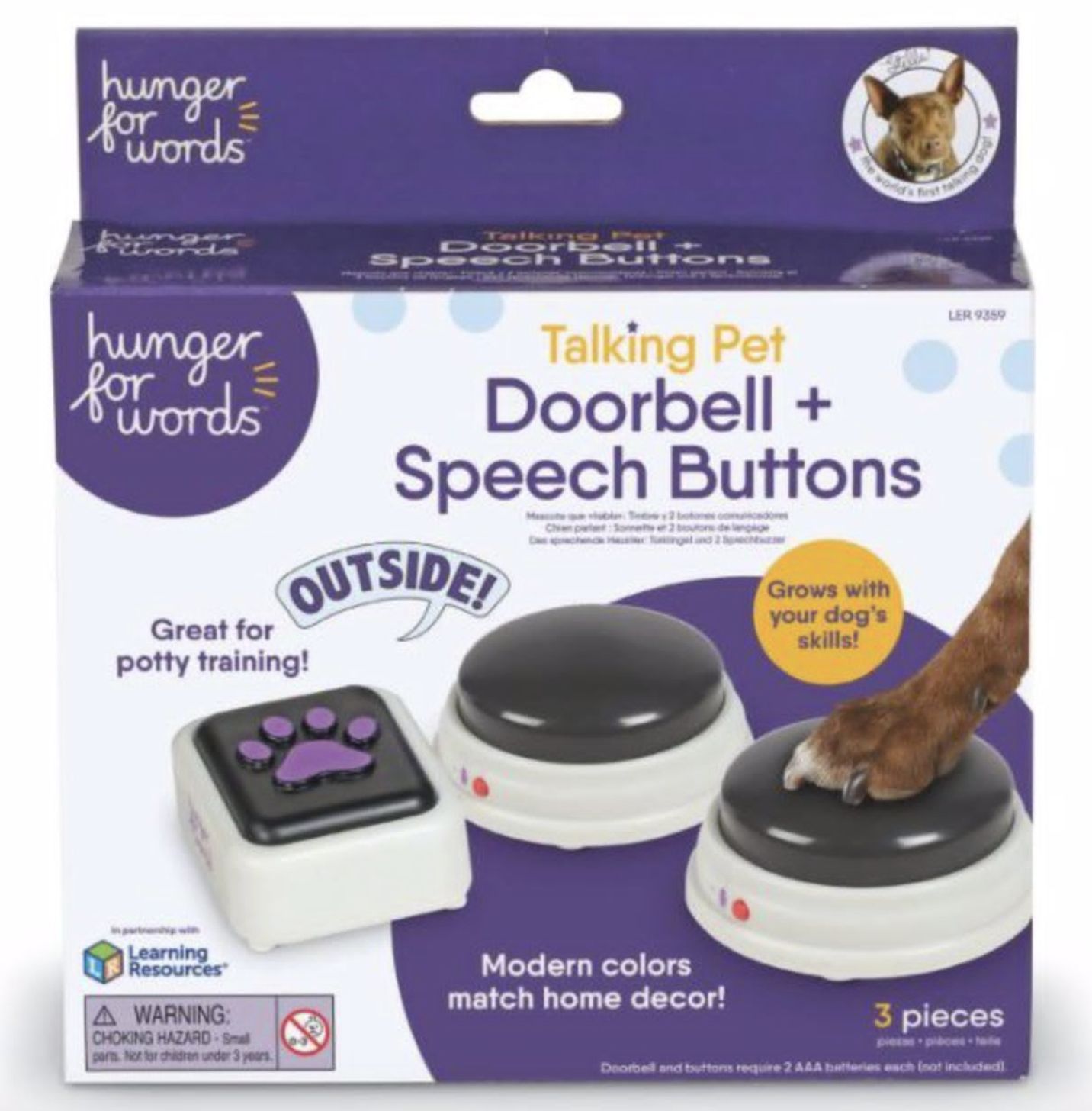Brightkins Talking Doorbell W 2 Speech Buttons For Dogs