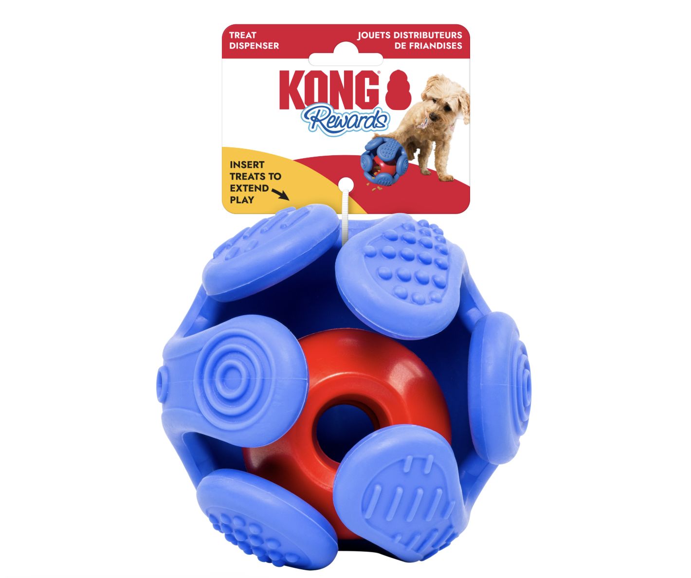 Kong Medium Ball Treat Dispenser Rewards Roll Upz