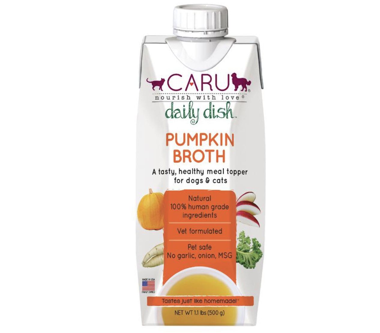 Caru Daily Dish Pumpkin Bone Broth for Cats and Dogs -1.1lb