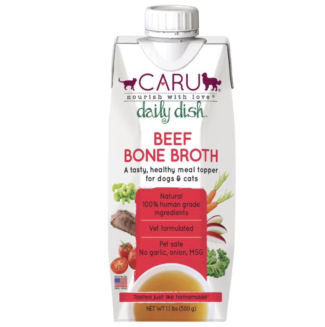Caru Daily Dish Beef Bone Broth for Cats and Dogs -1.1lb
