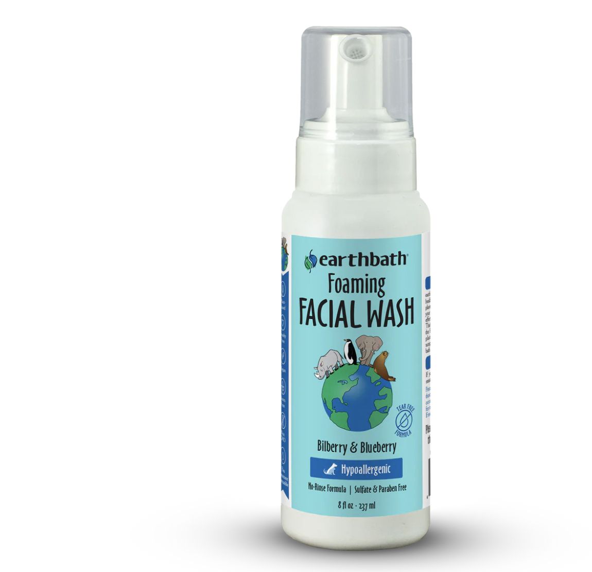 Earthbarth Foaming Facial Wash For Dogs and Cats- Bilberry and Blueberry 8oz