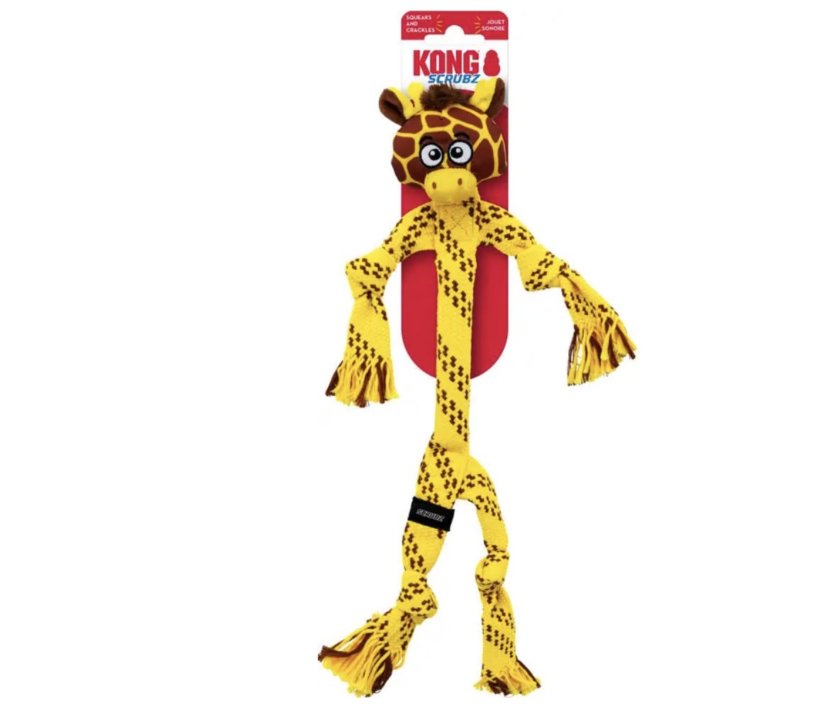 Kong Giraffe Scrubz Safari Squeaker Dog Toy
