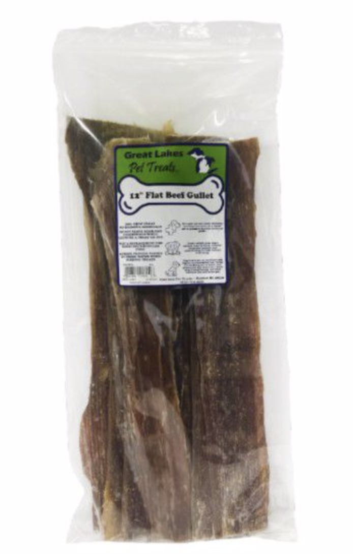 Great Lakes 12" Flat Beef Gullet Chews for Dogs 8oz