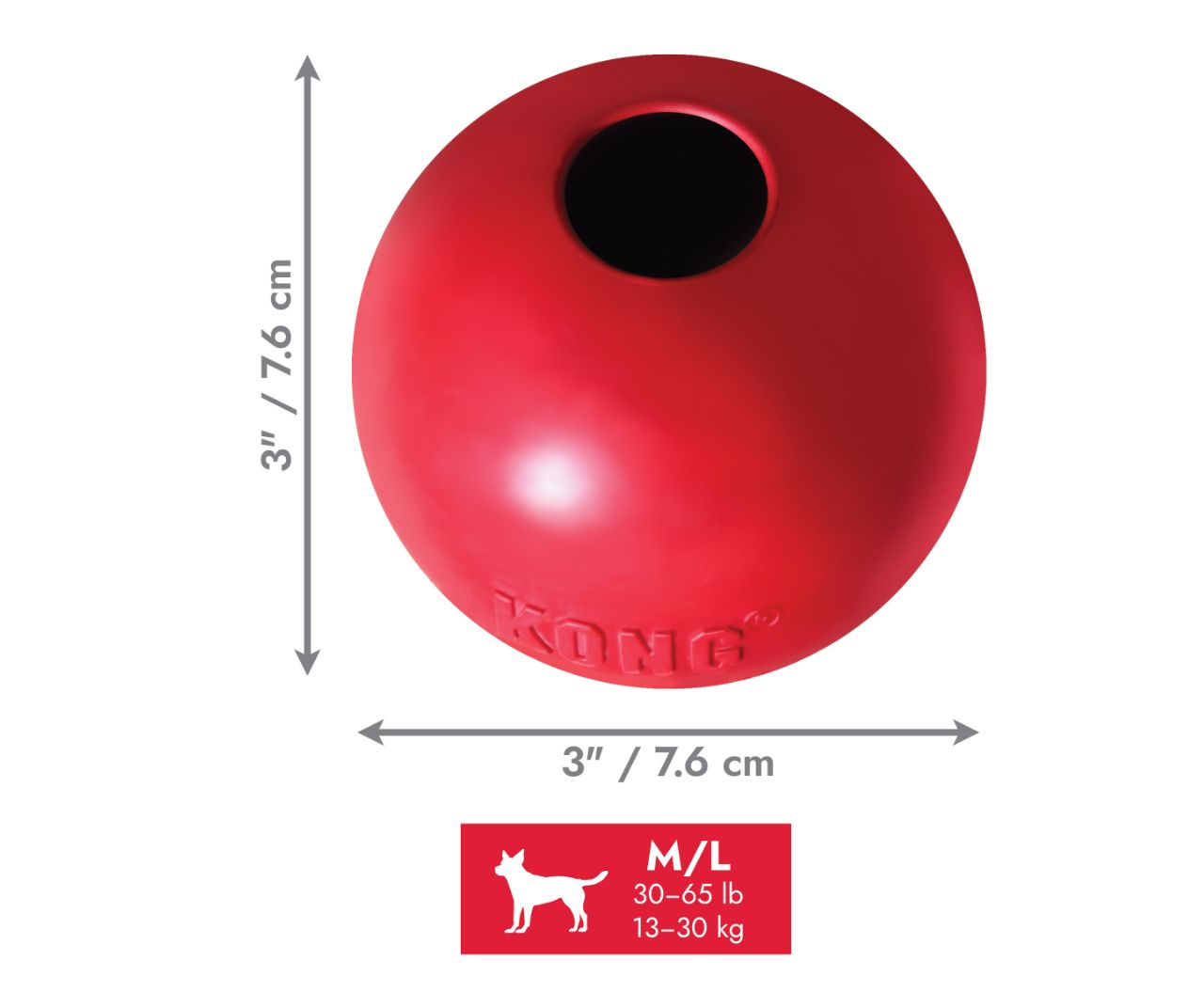 KONG Ball with Hole Dog Toy MD/LG