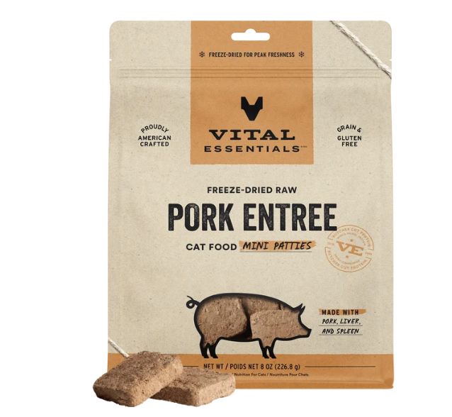 Vital Essentials Freeze Dried Pork Mini Patties Cat Food 3.75oz