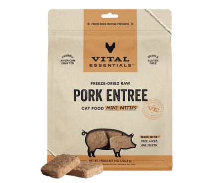 Vital Essentials Freeze Dried Pork Mini Patties Cat Food 3.75oz