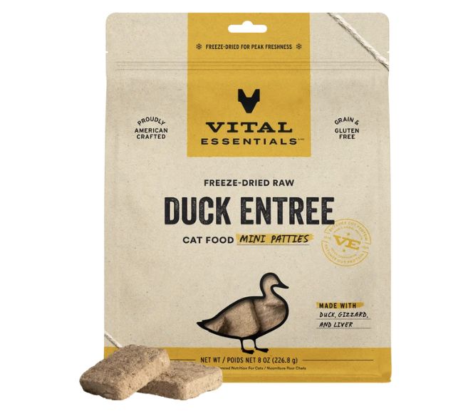 Vital Essentials Freeze-Dried Duck Mini Patties Cat Food 15oz