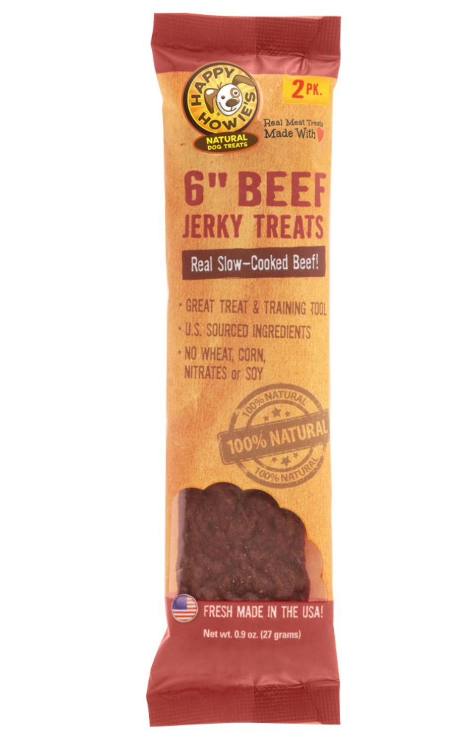 Happy Howies Beef Jerky Strips 2 Pack- 6in