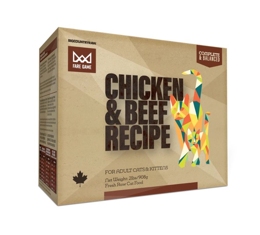 Big Country Raw Chicken &amp; Beef Frozen Cat Food - 2lbs