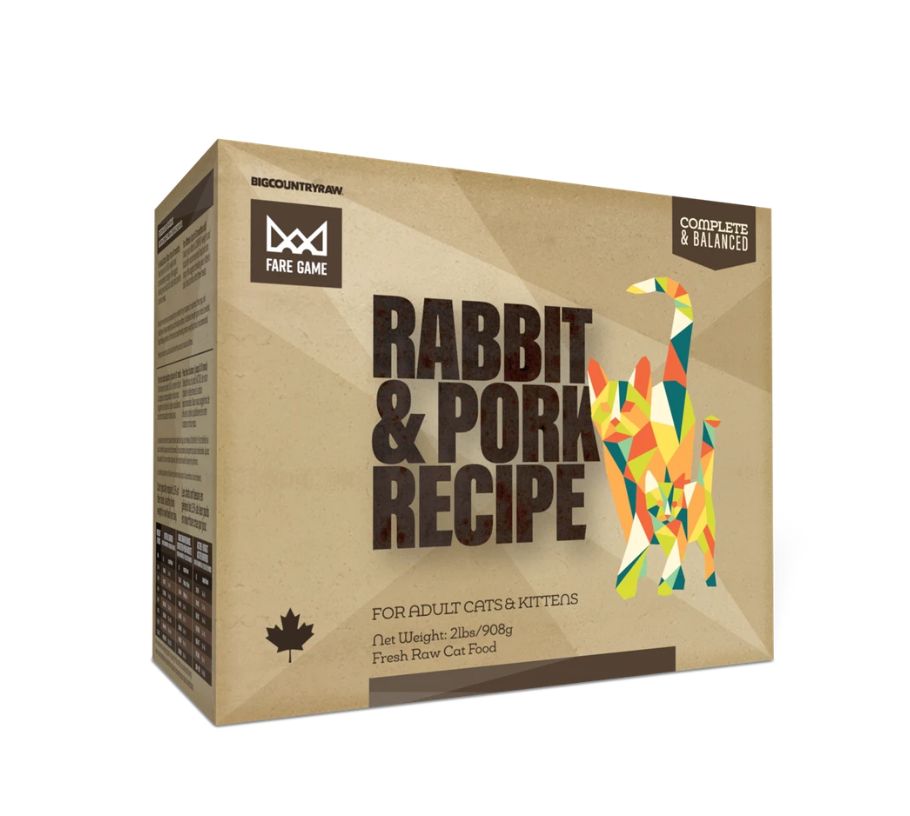 Big Country Raw Rabbit &amp; Pork Frozen Cat Food - 2lbs