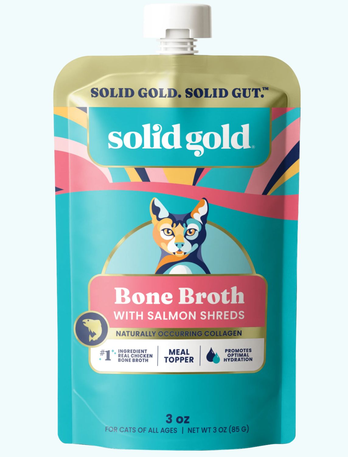 Solid Gold Bone Broth with Salmon Shreds Cat Topper 3oz