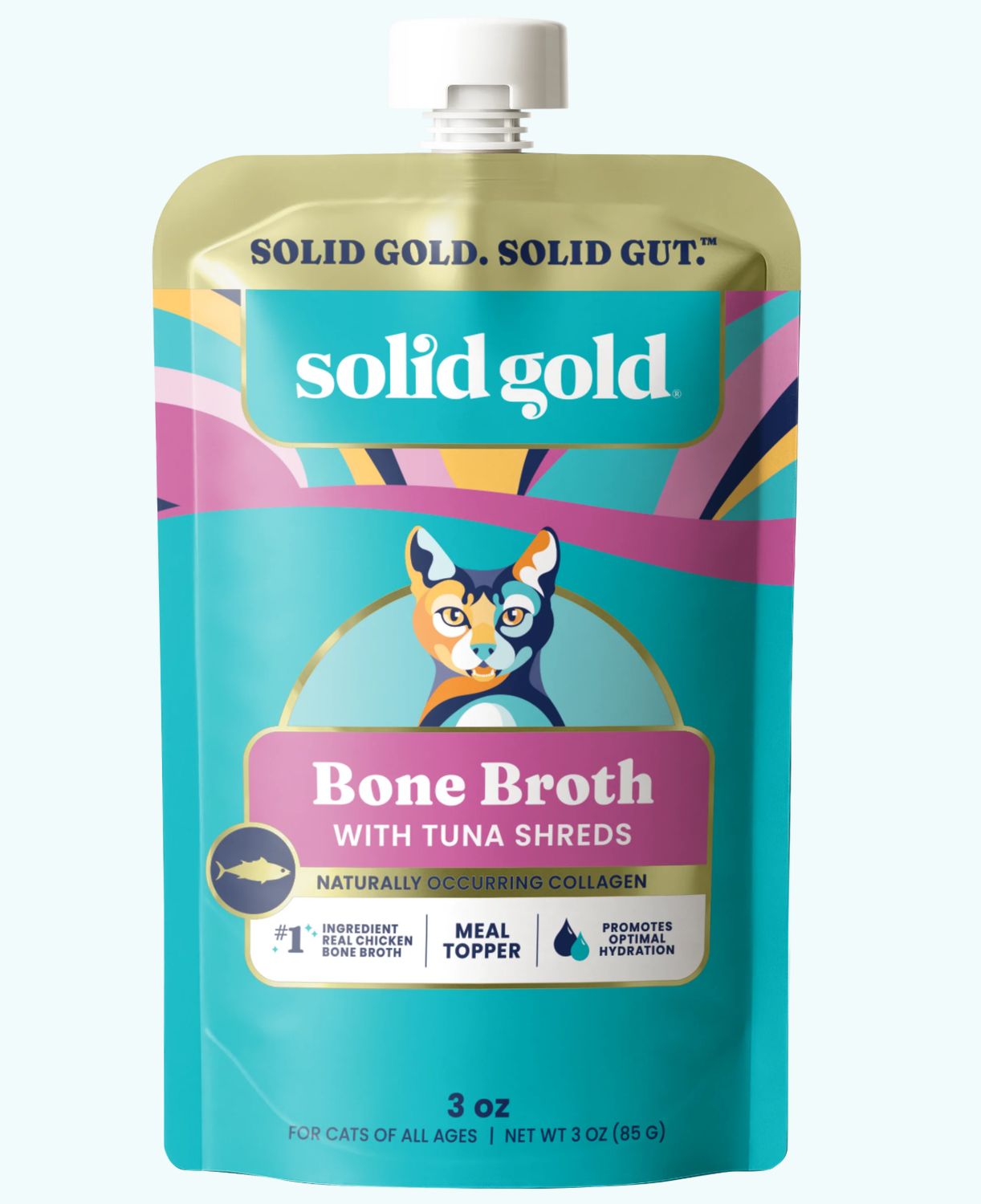 Solid Gold Bone Broth with Tuna Shreds Cat Topper 3oz
