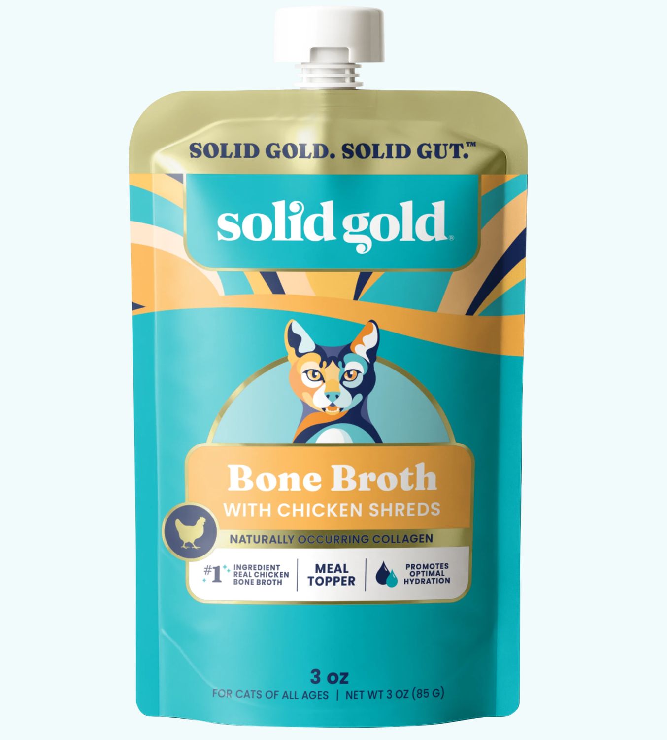 Solid Gold Bone Broth with Chicken Shreds Cat Topper 3oz