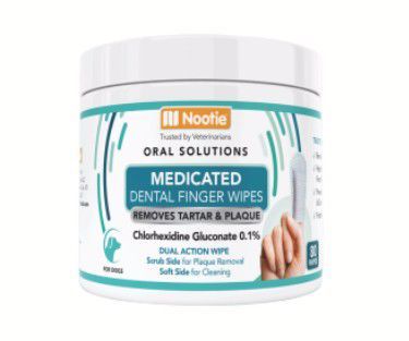 Nootie Medicated Dental Finger Wipes for Dogs 80 Wipes