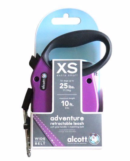 Alcott Adventure Retractable Leash Extra Small Purple 10'
