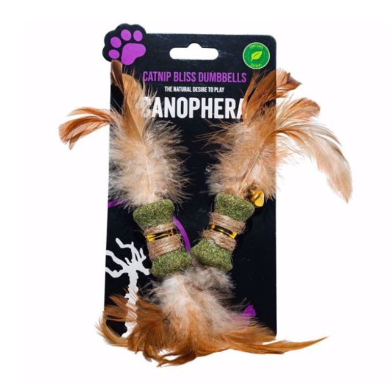 Canophera 2pack dumbells w Feathers Cat Toy