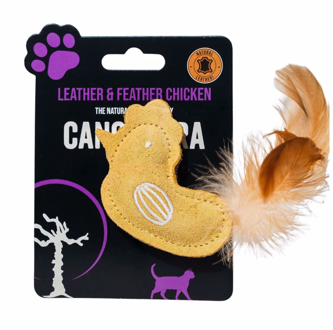 Canophera Chicken w Feathers Leather Cat Toy