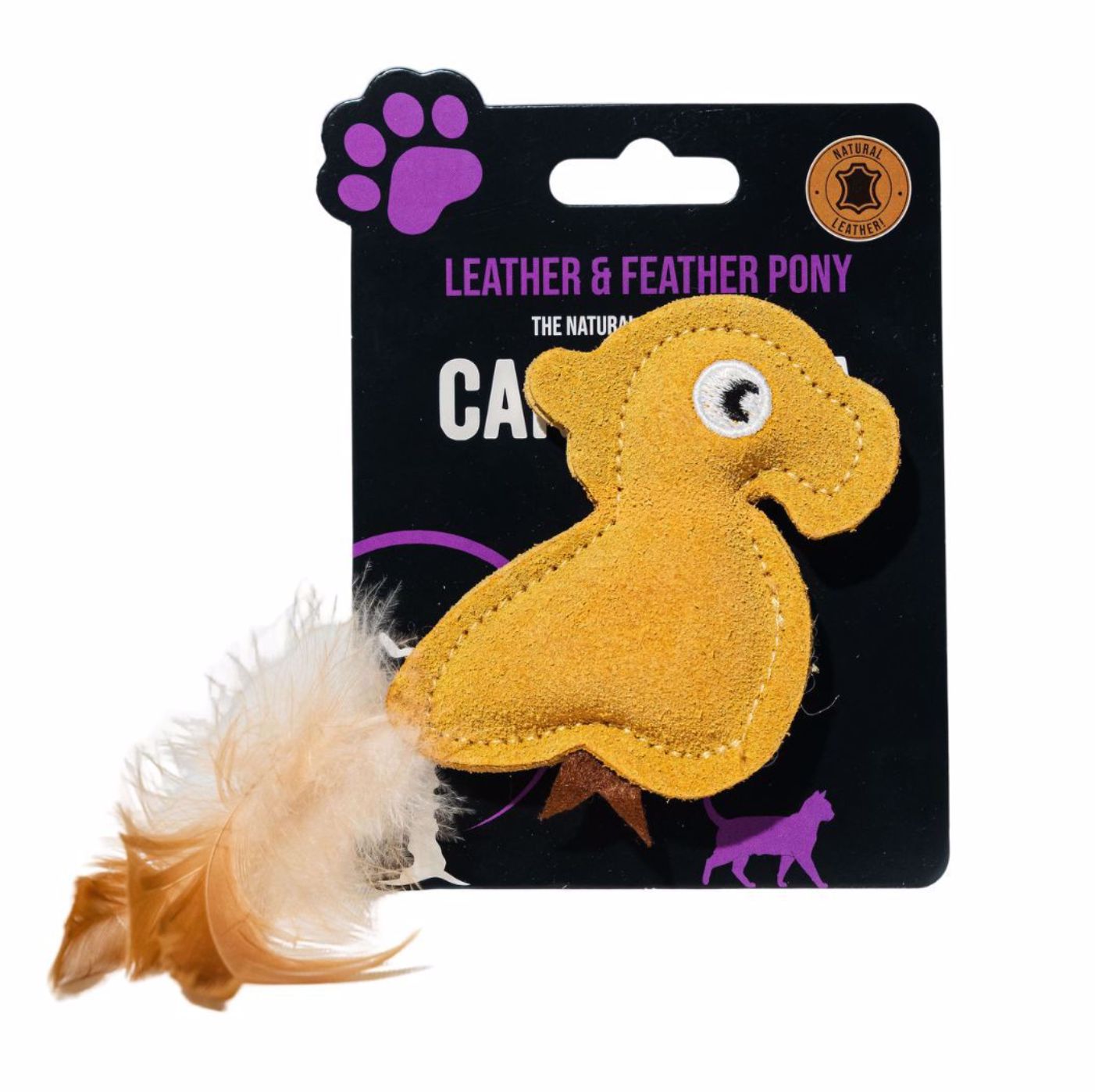 Canophera Pony w Feathers Leather Cat Toy