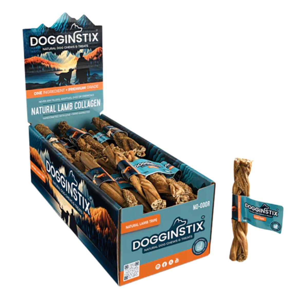 Dogginstix Braided Lamb Tripe 6"