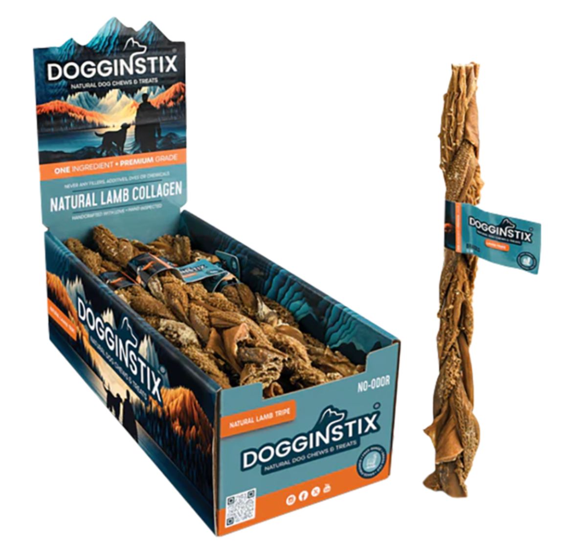 Dogginstix Braided Lamb Tripe Dog Treat 12"